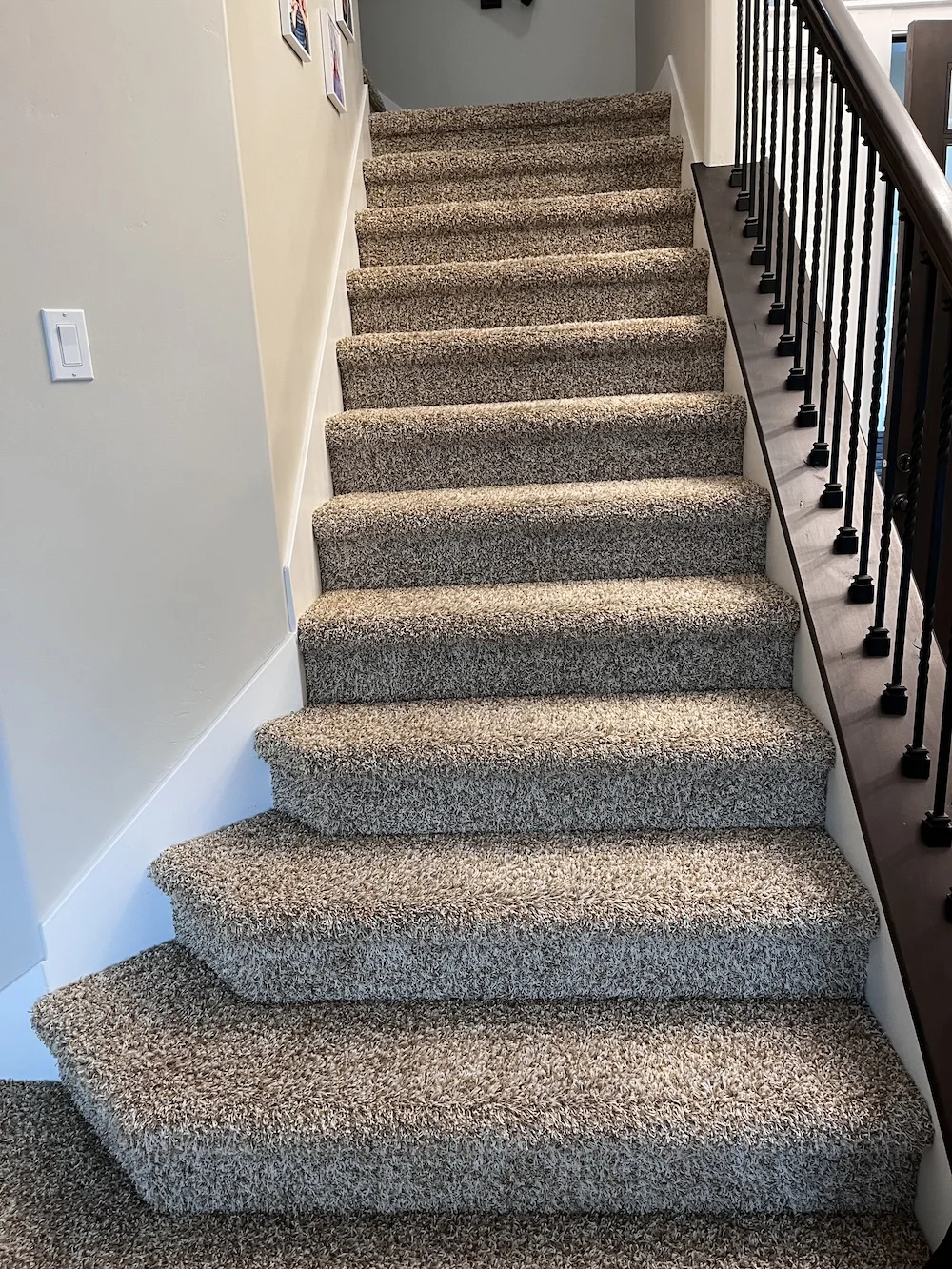 Carpeted staircase professionally cleaned and restored in Boise